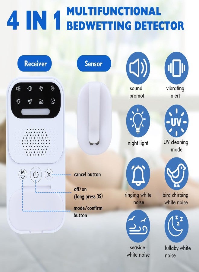 laelr Wireless Bedwetting Alarm, Laelr Rechargeable Bed Wetting Alarm, Pee Alarm for Kids Elderly Night Potty Training, Bed Wetting Sensor with Sound & Vibration, 4 Melodies, Night Light and Cleaning Light - Image 3